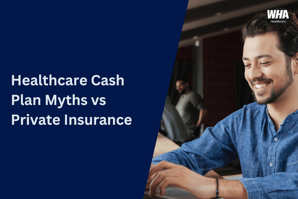 healthcare cash plan myths busting by man on computer